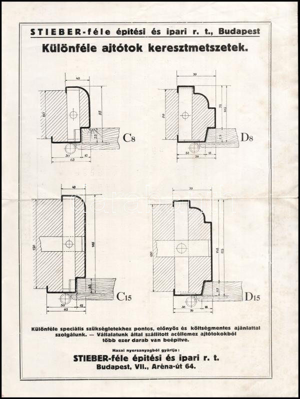 Stieber-féle építési és ipari rt. Bp. sajtolt acélajtótokok árjegyzék, hajtott - Image 2
