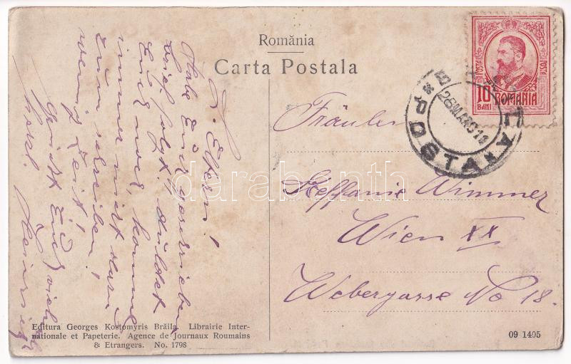 1911 Braila, Bufetul din Gradina Publica / buffet at the park, restaurant, garden with waiters and guests (wet damage) - Image 2