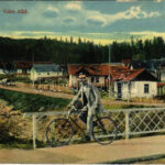 1917 Busteni, Valea Alba / valley, bridge, man with bicycle, villa + 'K.k. Landsturm-Etappen-Bataillon Nr. 489.' (EK)