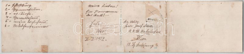 1917 Segesvár, Schässburg, Sighisoara; 3-részes kihajtható panorámalap / 3-tiled folding panoramacard (hajtásnál szakadt / torn at fold) - Image 2