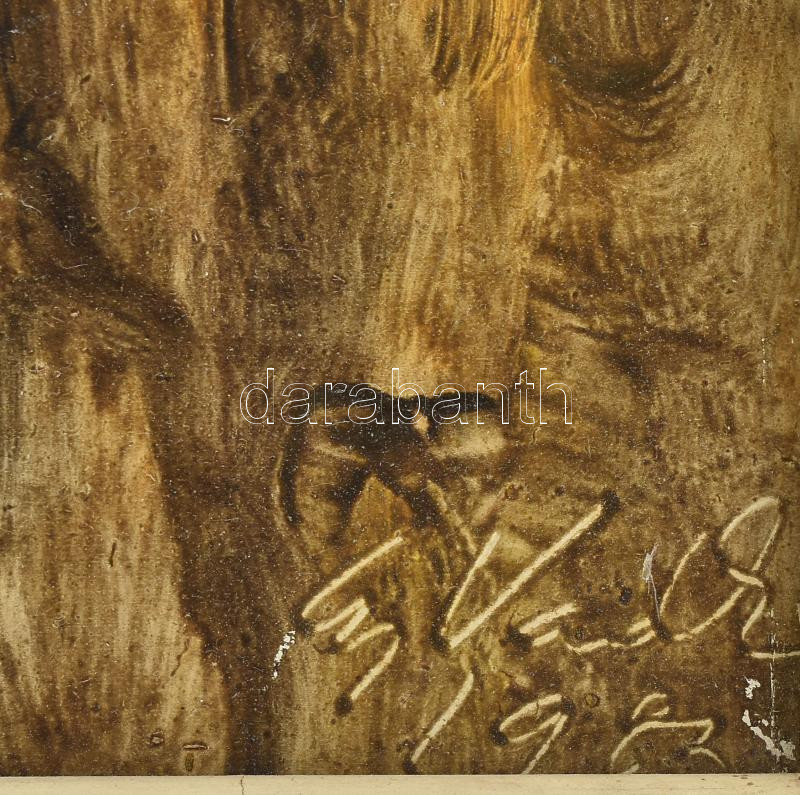 Gy. Vad Erzsébet (1925-2012): Erdei táj. Olaj, farost, jelezve jobbra lent, hátoldalán autográf felirattal. Fakeretben, 60x40 cm - Image 2