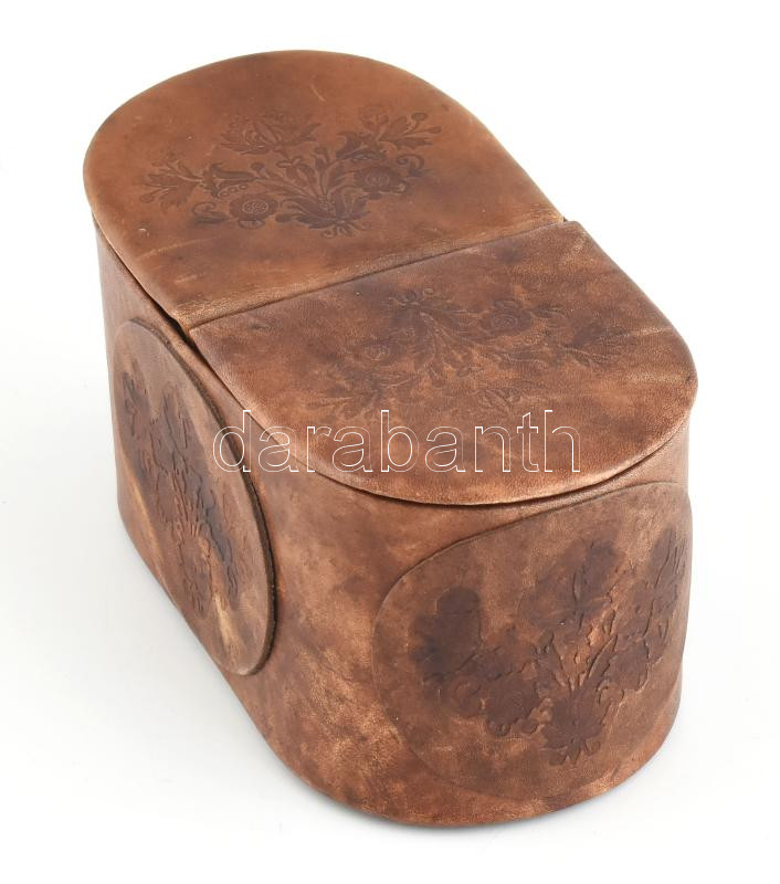 Bőr doboz, kopásokkal, 18x9x9cm - Image 2