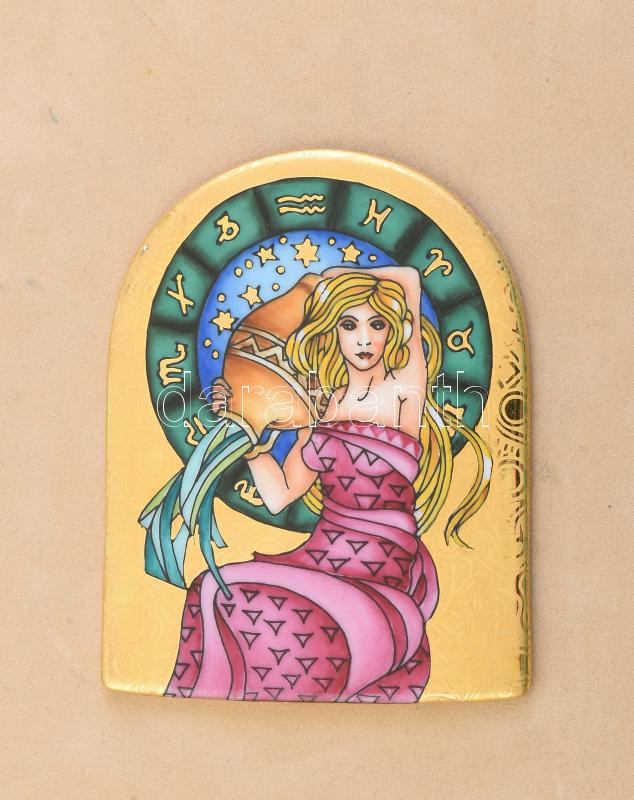 Faragó Miklós: Hollóházi porcelánkép. Keretben, jelzett, hibátlan. 9x7 cm - Image 3