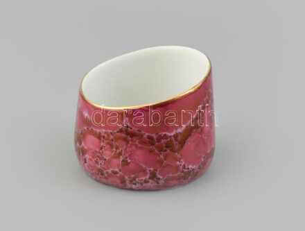 Hollóházi márvány mintás porcelán tálka, jelzett, apró kopásnyomokkal, m: 6 cm