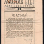 1939 Magyar Élet Párt értesítője, I. évf. 1. sz. (induló szám), 1939. szept. 15. A címlapon gróf Teleki Pál írásával. Bp., Pallas-ny., 8 p.