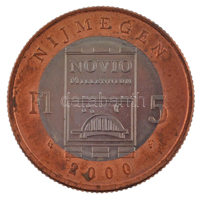 Hollandia 2000. 5Fl Cu-Ni 'Új Millenium' (30mm) T:1- patina Netherlands 2000. 5 Florijn Cu-Ni 'New Millenium' (30mm) C:AU patina - Image 2