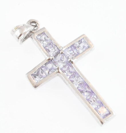 Ezüst (Ag) köves kereszt medál, jelzett, bruttó: 2,8g