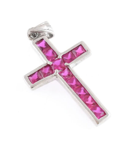 Ezüst (Ag) köves kereszt medál, jelzett, bruttó: 2,4g