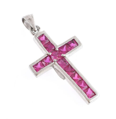 Ezüst (Ag) köves kereszt medál, jelzett, bruttó: 2,5g