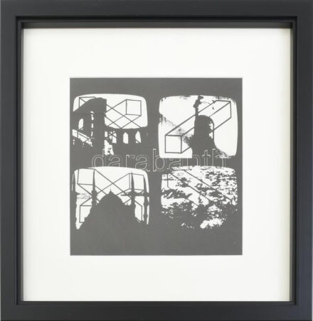 Halász Károly (1946-2016):. Ofszet, papír, jelzett a nyomaton. Üvegezett keretben. 22x22 cm