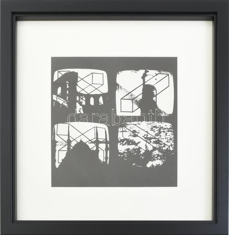 Halász Károly (1946-2016):. Ofszet, papír, jelzett a nyomaton. Üvegezett keretben. 22x22 cm