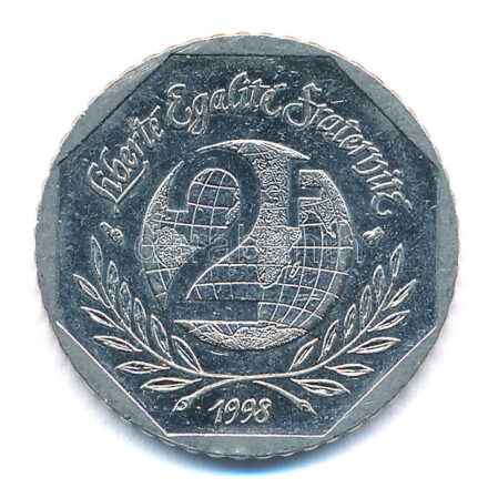 Franciaország 1998. 2Fr Ni 'Az emberi jogok egyetemes nyilatkozata' T:2 France 1998. 2 Francs Ni 'Universal Declaration of Human Rights' C:XF Krause KM#1213