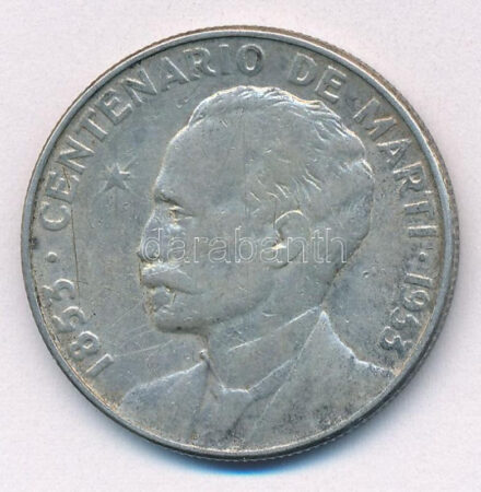 Kuba 1953. 50c Ag 'Jose Marti' T:2- patina, karc Cuba 1953. 50 Centavos Ag 'Jose Marti' C:VF patina, scratch Krause KM#28