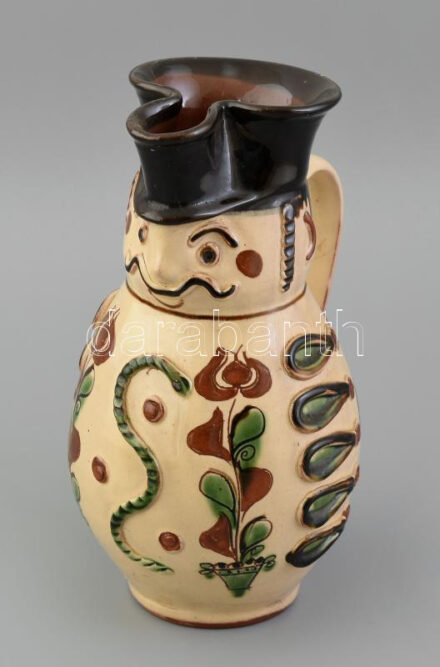 Miskakancsó, kerámia, mázlepattanásokkal, jelzés nélkül, m: 25 cm