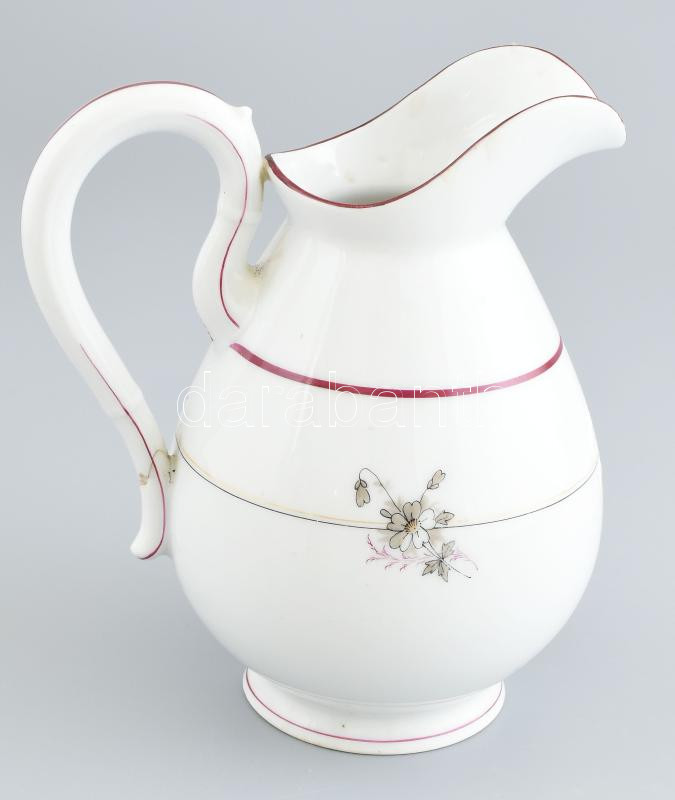 Antik porcelán kiöntő, jelzett, kopásokkal, m: 18 cm