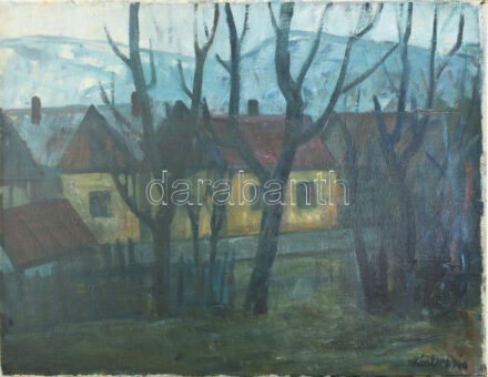 Kántor Lajos (1922-2013): Budai táj, 1960. Olaj, vászon, jelezve jobbra lent. Hátoldalán Képcsarnok Vállalat címkéjével, 60x80 cm.