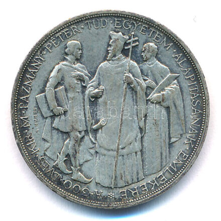 1935. 2P Ag 'Pázmány' T:2 patina Adamo P7.1