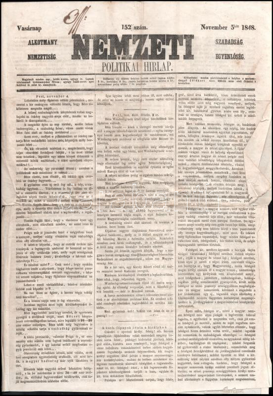 1848 A Nemzeti c. politikai napilap 152. száma. benne a bécsi forradalom bukásáról 4p. - Image 2