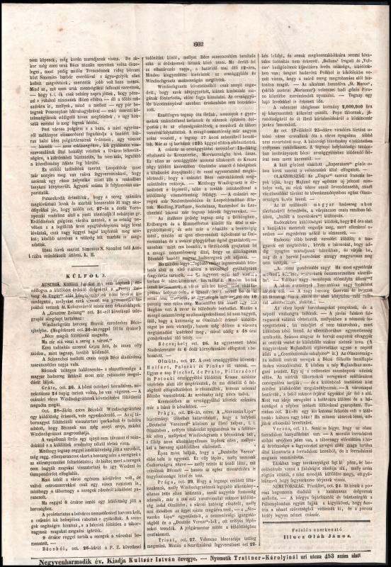 1848 A Nemzeti c. politikai napilap 152. száma. benne a bécsi forradalom bukásáról 4p. - Image 3