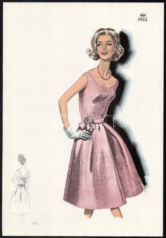 1965 3 db vintage divatkép, ofszet nyomat, papír, 34x24 cm - Image 2