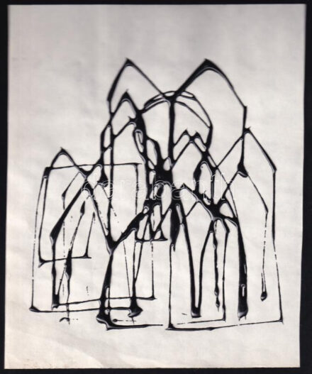 Rác András (1926-2013): Szentendre. Hidegzománc, papír, jelzés nélkül. Proveniencia: A művész hagyatéka. 22x18 cm