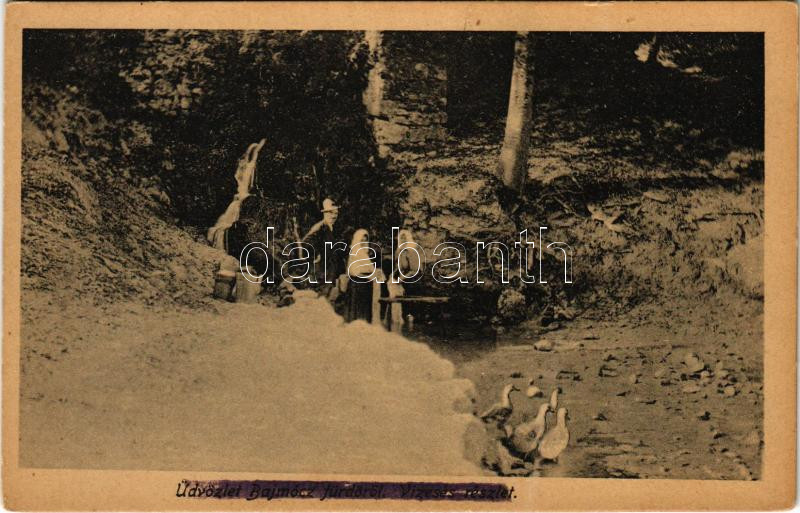 Bajmócfürdő, Bojnické kúpele (Bajmóc, Bojnice); Vízesés részlet. Gubits B. kiadása (Privigye) / waterfall, spa