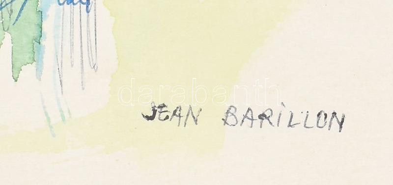 Jean Barillon (1913-1996): Francia táj. Akvarell, golyóstoll, papír, jelzett, 46x38 cm - Image 2