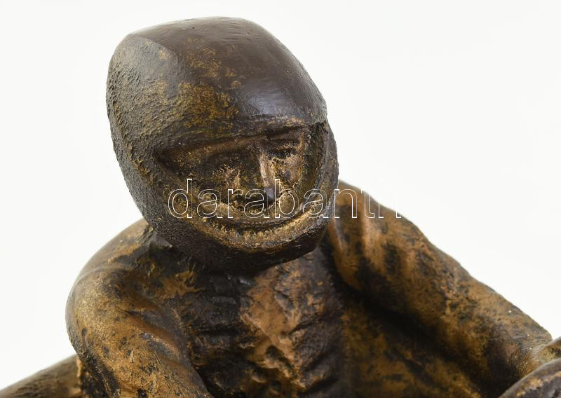 Jelzés nélkül: Gokart. Bronzírozott, műgyanta, vörös márványtalapzaton, m: 21 cm - Image 2