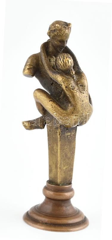 Pajzán, erotikus, ördögös, bronz pecsétnyomó, nincs vésve, m: 7,5 cm
