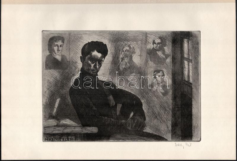 Barczy Pál (1933-2003): Március előtt (Petőfi). Rézkarc, papír, jelzett, 19×29 cm