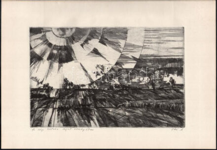 Váci András (1928-1989): A nép szétnéz saját országában (Petőfi). Rézkarc, papír, jelzett, 20×29 cm