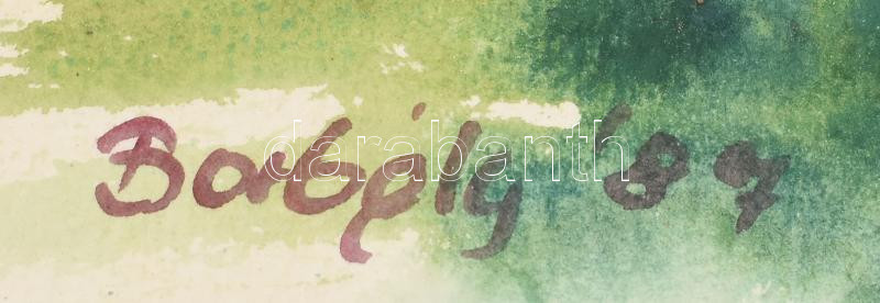 Borbély Béla (194?-2019): Balaton-Badacsony. Akvarell, papír, jelzett, lapszéli apró szakadással, 48x65 cm - Image 2