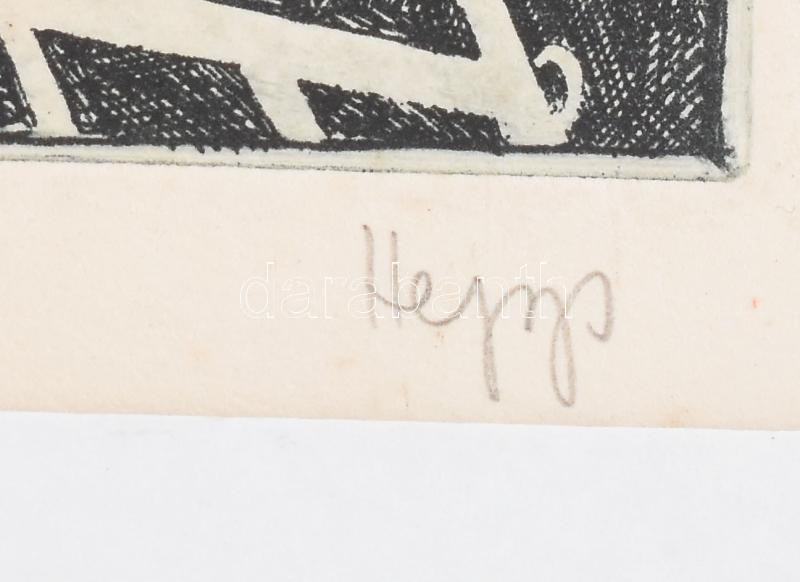 Hepp Edit (1947-): Jelenet (cím nélkül). Rézkarc, papír, jelzett, paszpartuban, 14×20 cm - Image 3