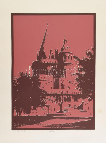 Ábrahám Rafael (1929-2014): Halászbástya. Szitanyomat, papír, jelzett, számozott (17/100), lap széle kissé foltos, 37,5×28 cm