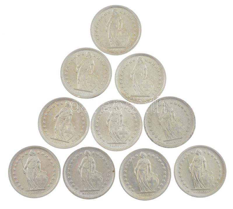 Svájc 1965. 1/2Fr Ag (10db) T:1- Switzerland 1965. 1/2 Franc Ag (10pcs) C:AU Krause KM#23 - Image 2