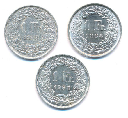 Svájc 1943-1966. 1Fr Ag (3xklf) T:1--2- Switzerland 1943-1966. 1 Franc Ag (3xdiff) C:AU-VF Krause KM#24
