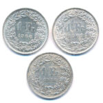 Svájc 1956-1966. 1Fr Ag (3xklf) T:1-,2 Switzerland 1956-1966 1 Franc Ag (3xdiff) C:AU,XF Krause KM#24