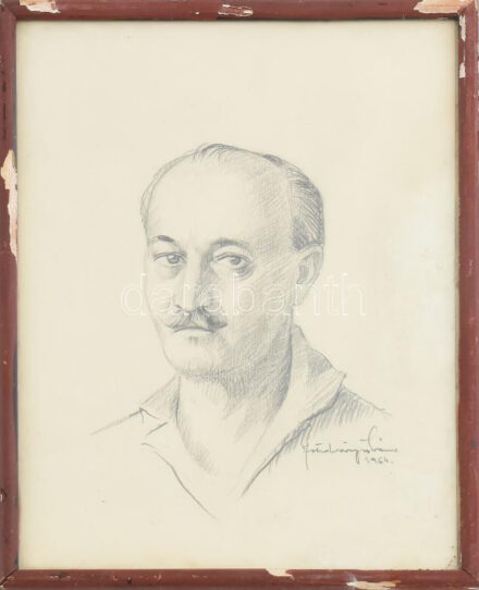 Olvashatatlan jelzéssel: Arckép. Ceruza, papír. Üvegezett fakeretben, 27,5×21,5 cm.