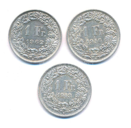 Svájc 1943-1962. 1Fr Ag (3xklf) T:1-,2 Switzerland 1943-1962. 1 Franc Ag (3xdiff) C:AU,XF Krause KM#24