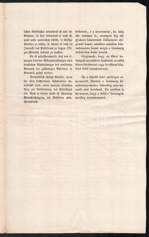 cca 1850 Újságban hirdetett piramisjáték leírása hatósági nyomtatványon német és magyar nyelven 3 p - Image 3