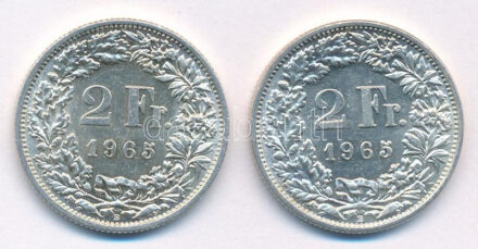 Svájc 1965. 2Fr Ag (2db) T:1-,2 Switzerland 1965. 2 Francs Ag (2pcs) C:AU,XF Krause KM#21