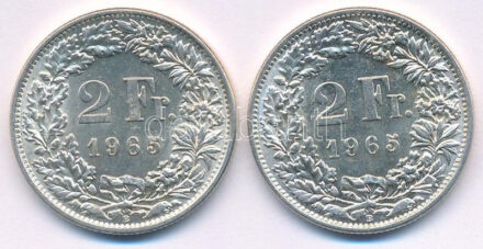 Svájc 1965. 2Fr Ag (2db) T:1-,2 Switzerland 1965. 2 Francs Ag (2pcs) C:AU,XF Krause KM#21