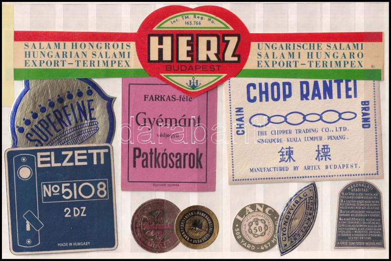 10 db vegyes címke (Herz, Elzett, Nárcisz, stb.)