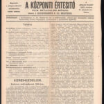 1901 A Központi Értesítő nem hivatalos része 12p