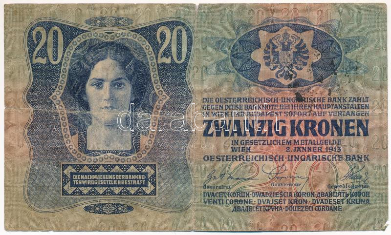1913. 20K '2245 577221', fekete 'ROMANIA TIMBRU SPECIAL' felülbélyegzéssel T:III- szakadás Adamo K17 - Image 2