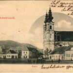 1901 Erzsébetváros, Dumbraveni, Elisabetopol; Fő tér, templom. Scholtes Albert kiadása / main square, church (EK)