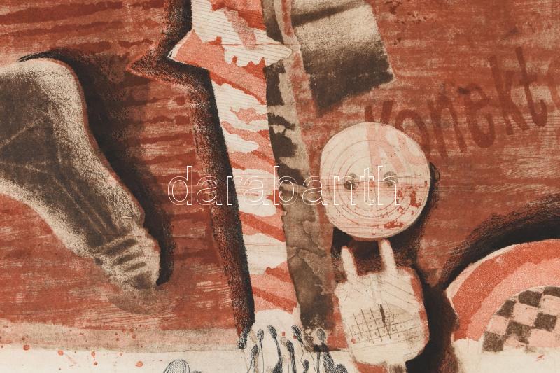 Lux Antal (1935-): Konektor, 1976. Színes rézkarc, akvatinta, papír. Jelzett. Számozott: 12/12. 29,5x35 cm. - Image 2