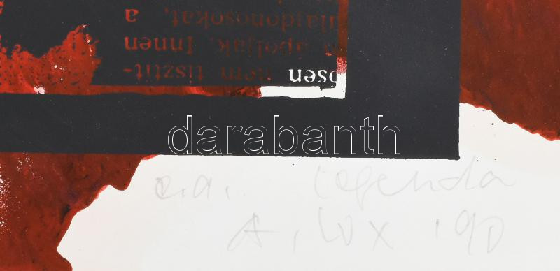 Lux Antal (1935-): Legenda, 1990. Színes szitanyomat, monotípia, papír. Jelzett. Művészpéldány e.a. jelzéssel. 35x50 cm. - Image 2