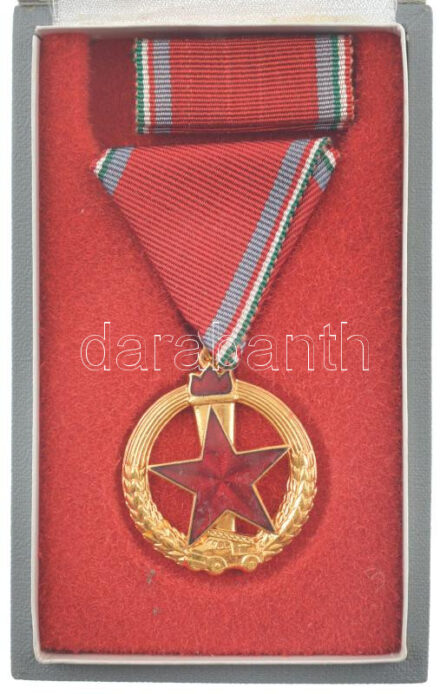 1974. 'Tűzbiztonsági Érem' arany fokozat, műgyantás aranyozott kitüntetés mellszalagon, szalagsávval, eredeti dobozban (39x36mm) T:1 NMK.: 564.