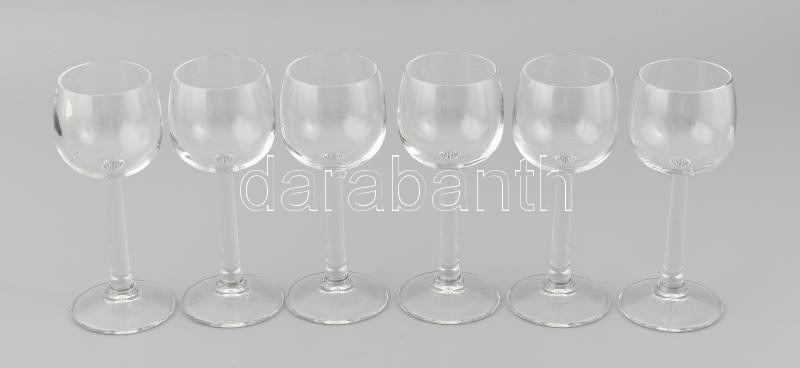 6 db talpas likőrös üveg pohár, hibátlan, m: 15,5 cm